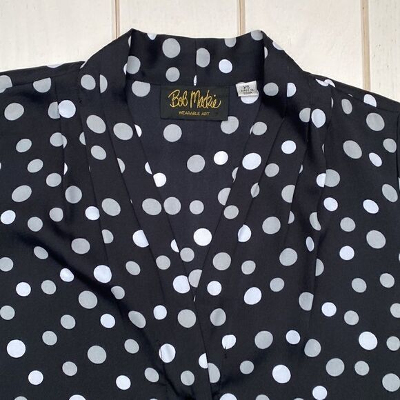 Bob Mackie Polka Dot Long Sleeve Shirt Top - Picture 9 of 12